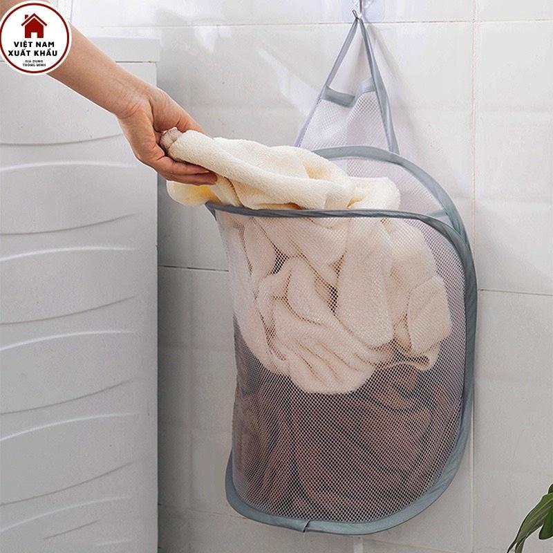 Giỏ Đựng Quần Áo Polyester Siêu Dai Gấp Gọn Treo Tường Tiện Lợi
