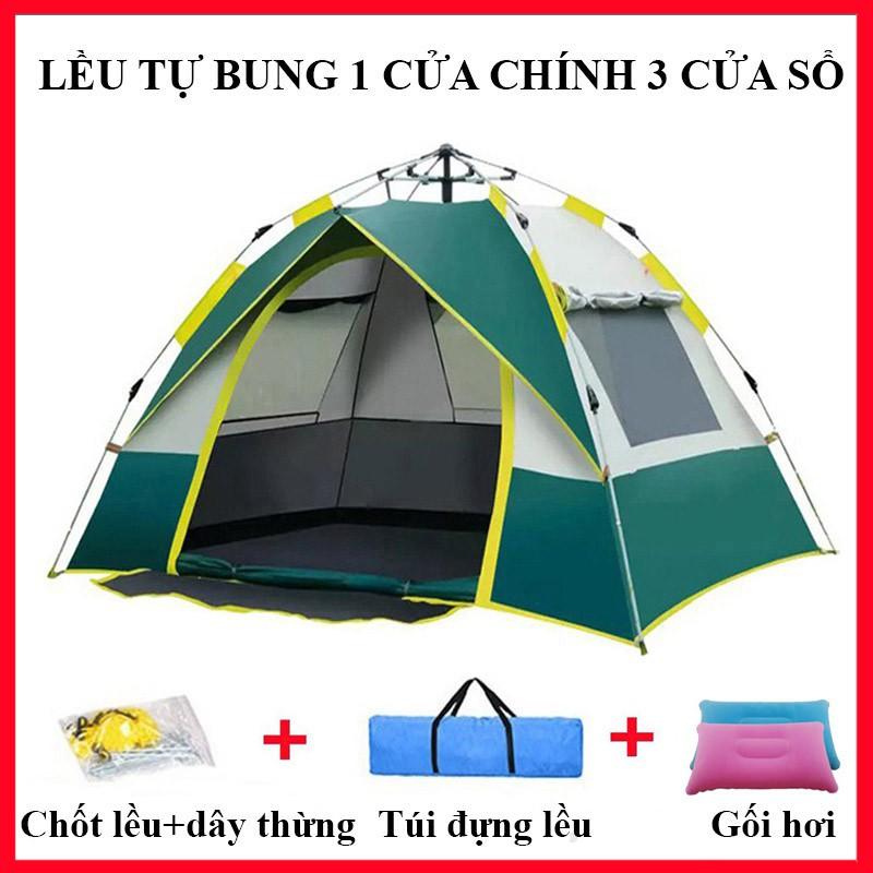 Lều Cắm Trại Dã Ngoại Du Lịch Tự Động 4-6 người, ngăn Muỗi, Chống Nắng Cao Cấp, Lều Tự Bung 1 Cửa Chính, 3 Cửa Sổ