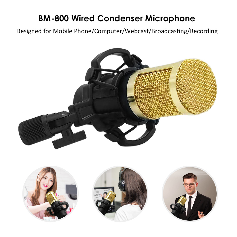 Bộ Micrô Ngưng Tụ Bm800 Độ Nhạy Cao Độ Ồn Thấp Cho Máy Tính Điện Thoại Di Động Studio Phát Trực Tiếp