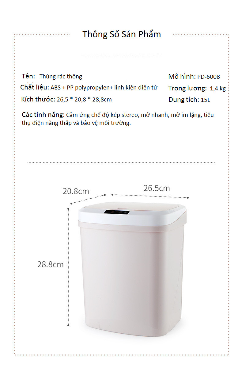 Thùng đựng rác cảm ứng hồng ngoại tự động mở đa năng cao cấp -Màu ngẫu nhiên