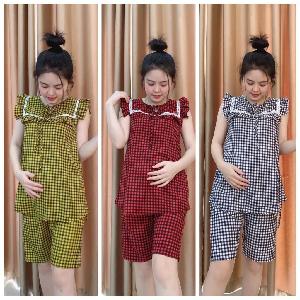 Bộ đồ bầu và cho con bú sau sinh Lửng MÙA HÈ - Thiết kế Độc Quyền, chất thô thái mềm cho bà bầu