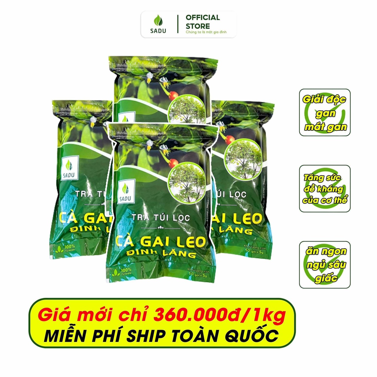 Trà cà gai leo đinh lăng sadu gói 250g hỗ trợ ngủ ngon, tăng cường sức đề kháng