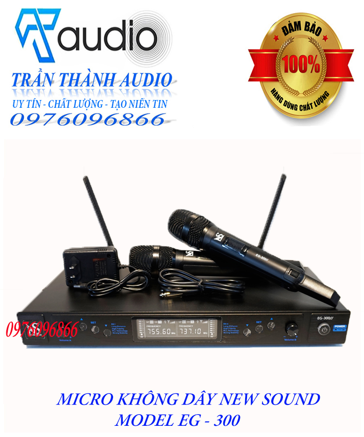 Micro không dây New Sound model EG300 hàng chính hãng nhập khẩu 2024 Chống Hú Cao Cấp Thế Hệ Mới Sóng Siêu Khỏe, Hát Cực Nhẹ, Tần Số Sóng Ổn Định