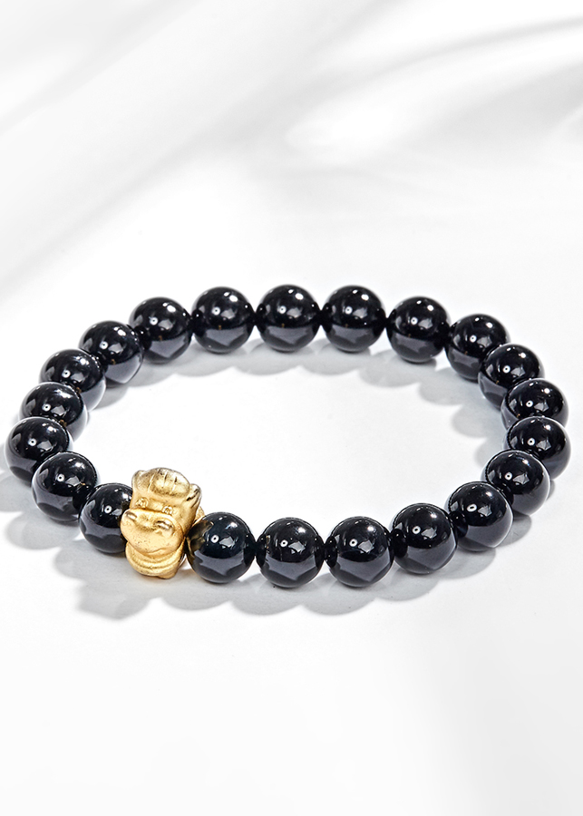 Vòng Tay Đá Thiên Thạch Charm Tuổi Ngọ Bạc Mạ Vàng 24K Ngọc Quý Gemstones