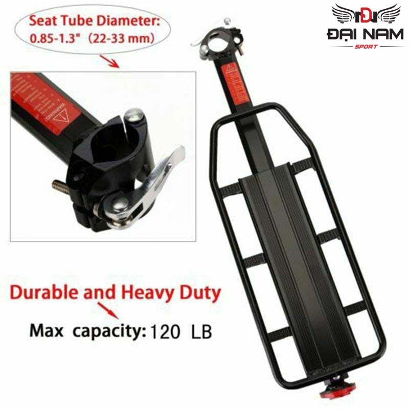 Gác Baga,Kệ Yên Sau Xe Đạp Khung Nhôm Chịu Tải 70kg Đại Nam Sport