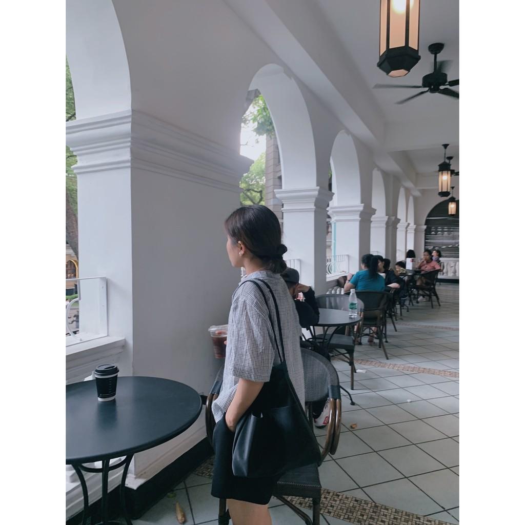 Áo Sơ Mi Tay Ngắn Caro Nhí, Cổ Vest