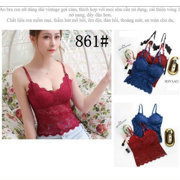 Áo bra ren dáng dài, áo 2 dây ren sẵn đệm ngực siêu hot