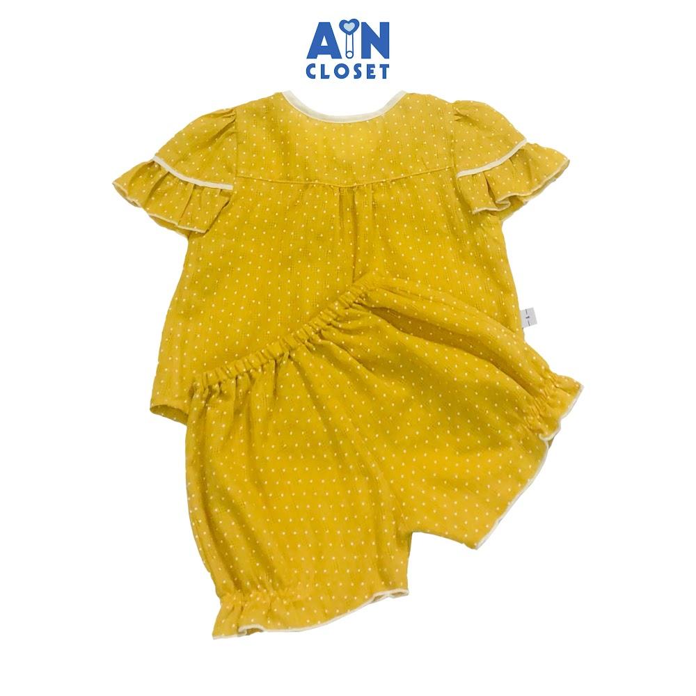 Bộ quần áo ngắn bé gái họa tiết Bi nhí vàng nơ cotton boi - AICDBGJZZHG9 - AIN Closet