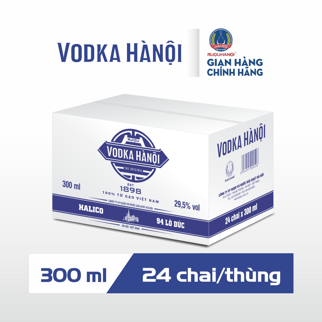 Rượu Vodka Hà Nội nhãn xanh HALICO nồng độ 29,5% chai 300ml không kèm hộp