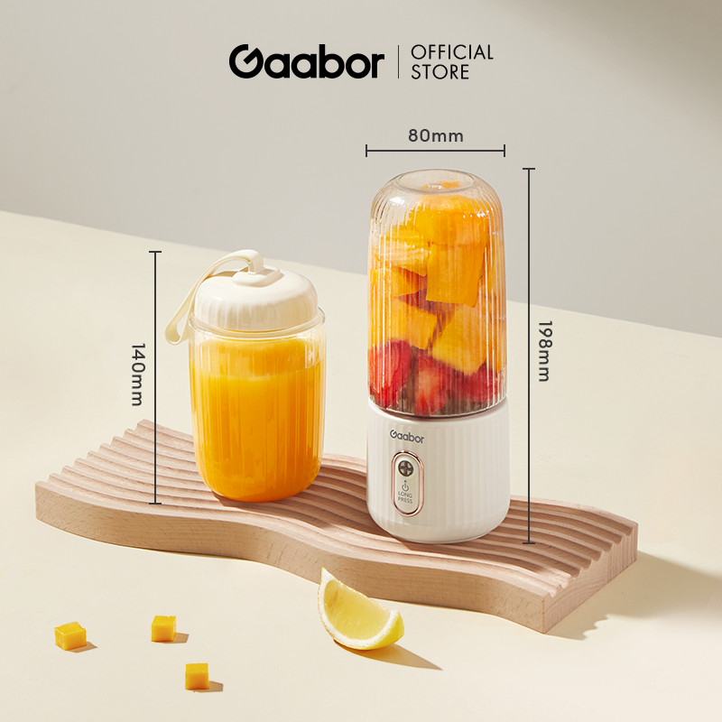 Máy xay sinh tố cầm tay mini Gaabor FP03T-WH01A 350ml công suất 50W ly xay nhỏ gọn tiện lợi tích điện cổng sạc USB - Hàng chính hãng
