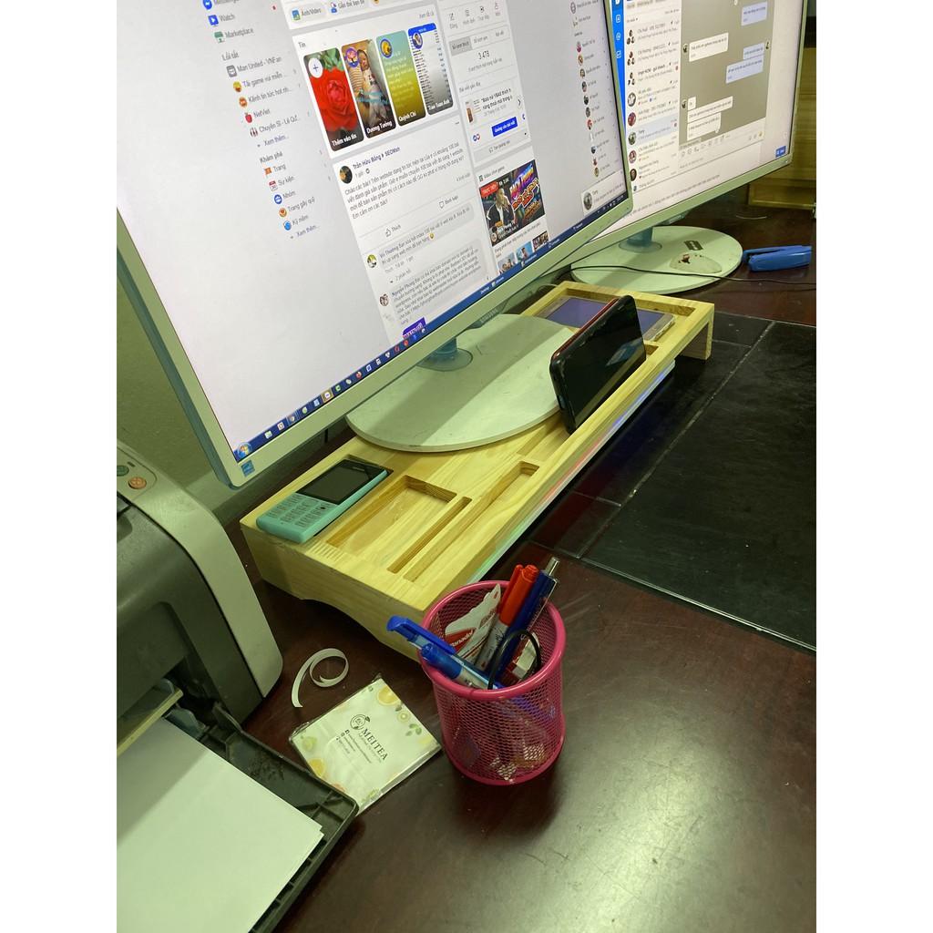 ️ Kệ Gỗ Trang Trí Bàn Làm Việc ️ Bằng Gỗ Thông Tự Nhiên Dùng Để Kê Màn Hình Máy Tính, iMac, Laptop và Phụ Kiện