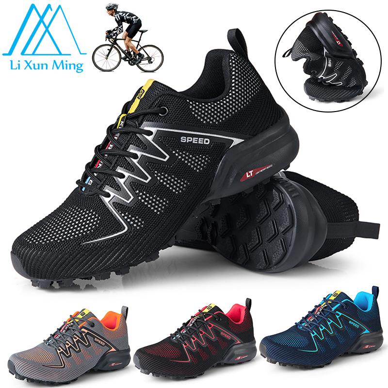Mùa Hè MTB Xe Đạp Giày Nam Cam Thoáng Khí Chống Trơn Trượt Đi Xe Đạp Leo Núi Đa Năng Ngoài Trời Huấn Luyện Giày Thể Thao Color: black red Shoe Size: 6.5
