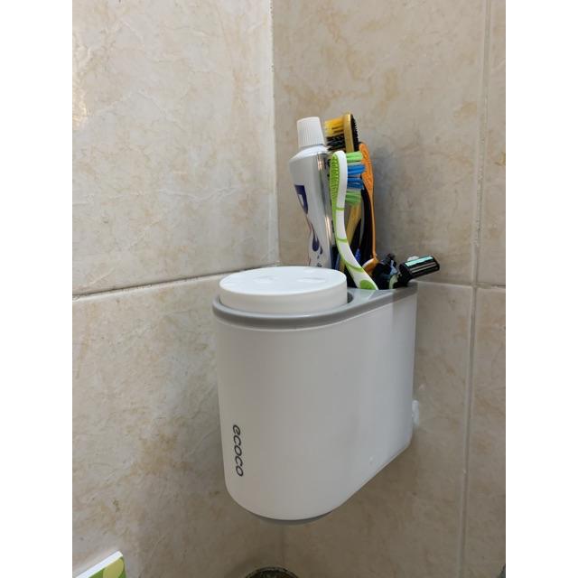 Kệ Để Bàn Chải Đánh Răng, Kệ Nhà Tắm Ecoco 2 Cốc Thông Minh Lắp Đặt Dán Tường