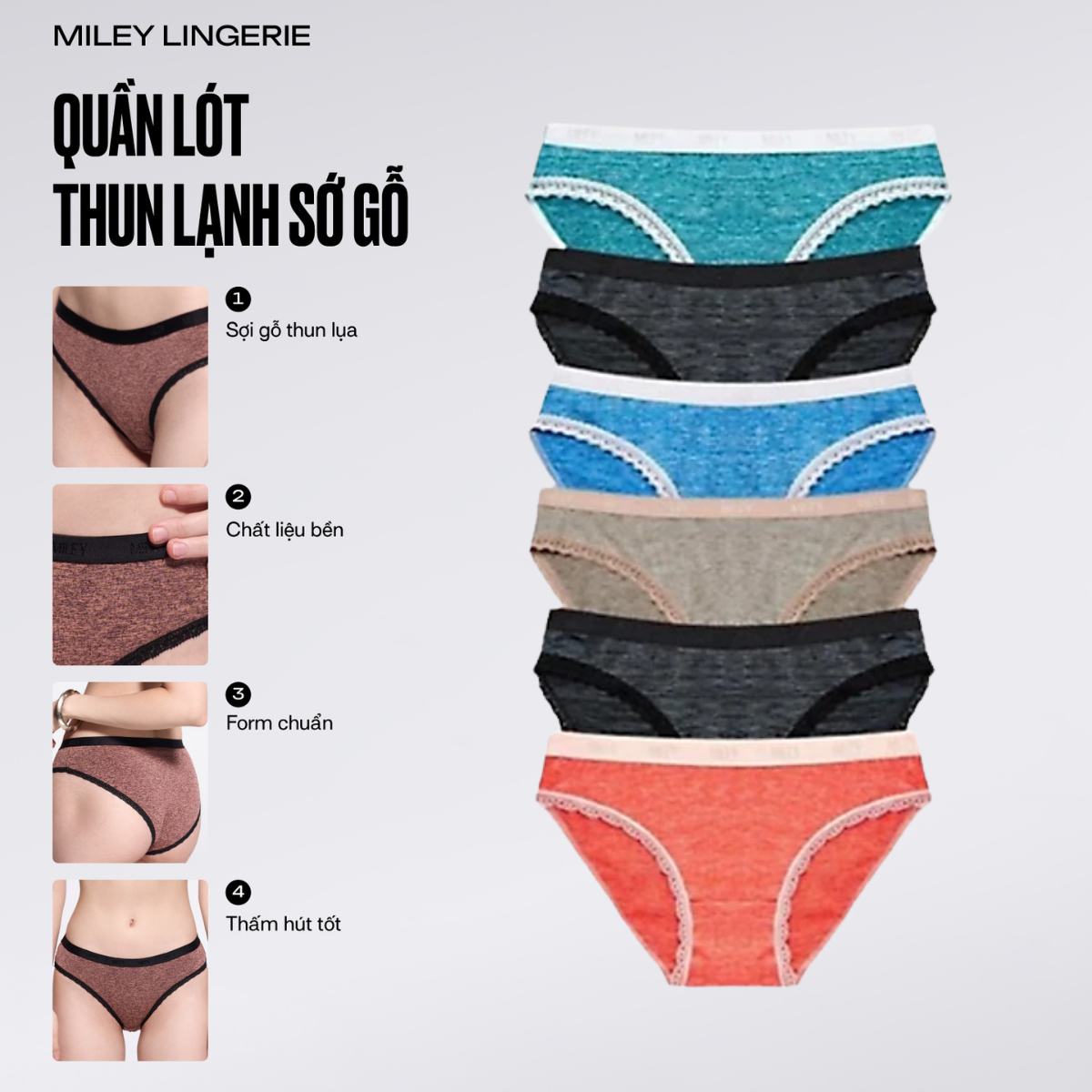 Combo 6 Quần Lót Nữ Sớ Gỗ Miley Lingerie FWS (Size