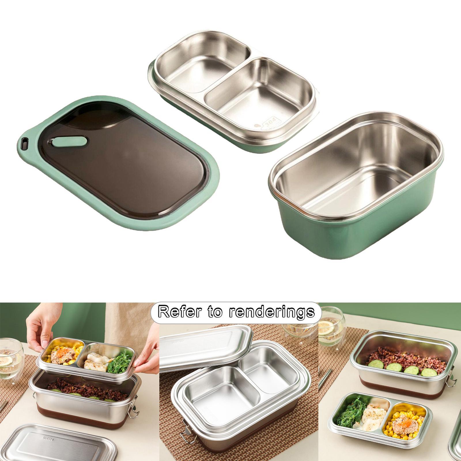 2PCS 2-Tier Stainless Steel Bento Lunch Box for Picnic Camping Travel 1200ML