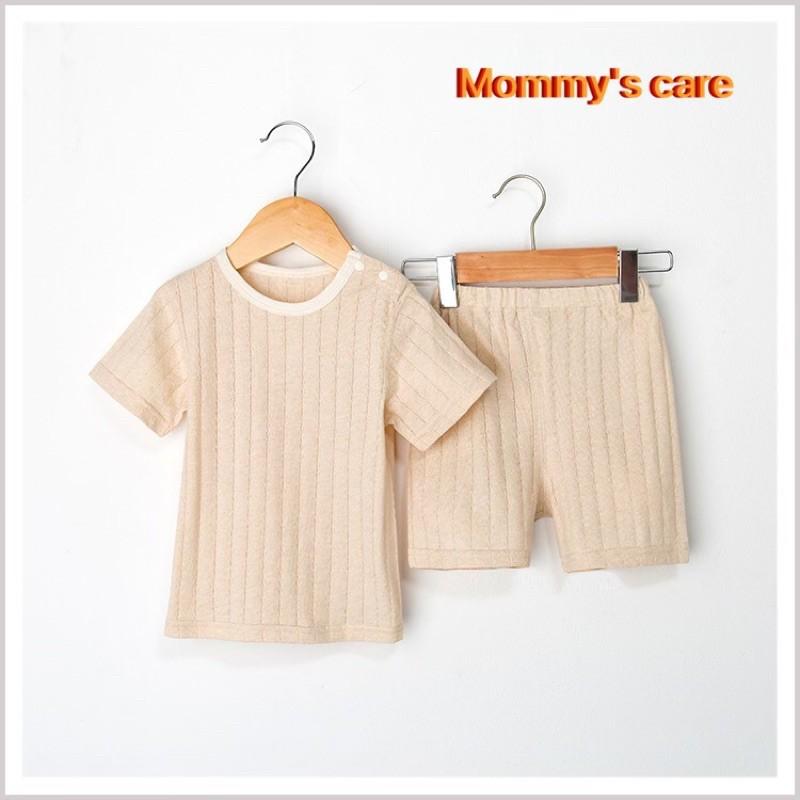Bộ cộc hè 100% cotton hữu cơ cúc vai MOMMY'S CARE cho bé 0-24 tháng tuổi
