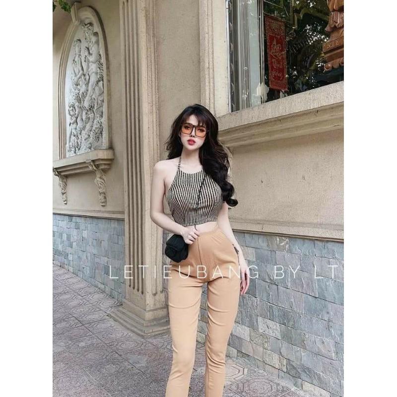 sét áo yếm phi cột nơ lưng quần legging
