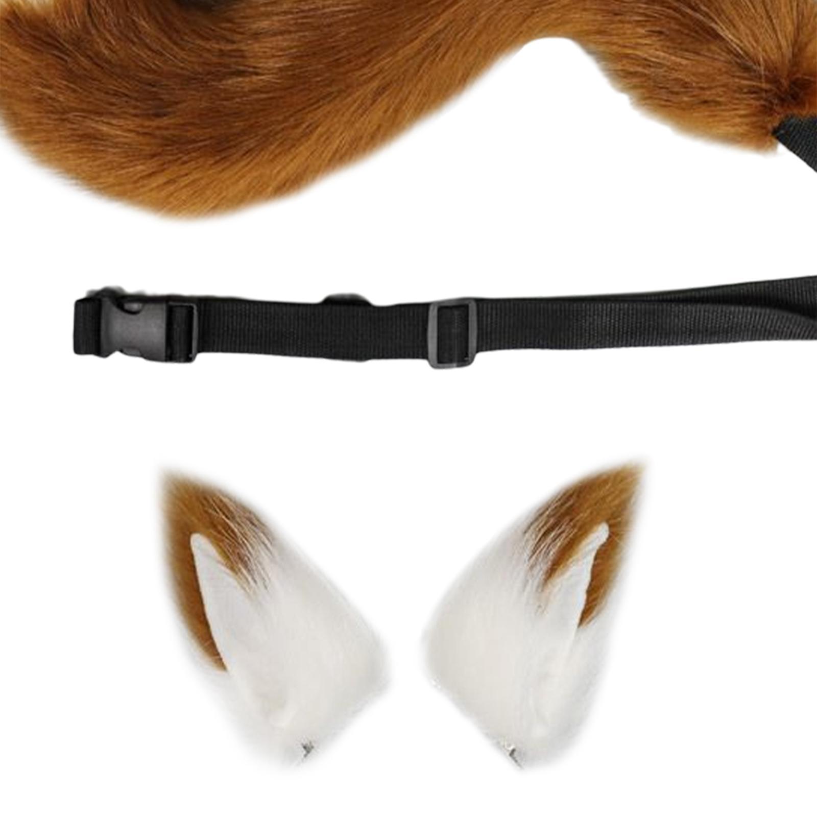 2Pcs Faux Wolf Ears Tail Cosplay Set for Party Decor