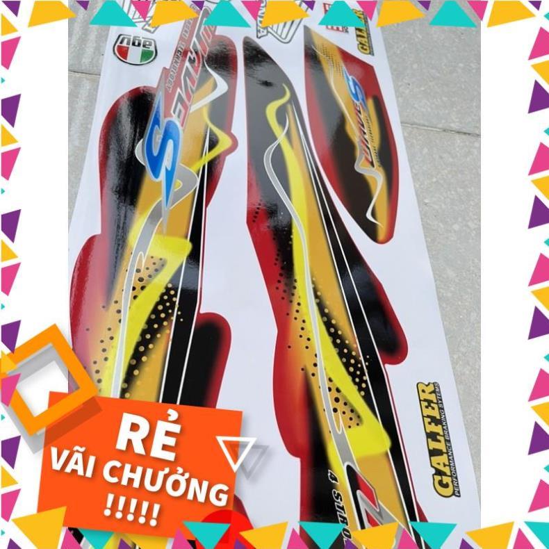 Tem Wave Alpha 2012 mẫu S lửa vàng dán xe đỏ