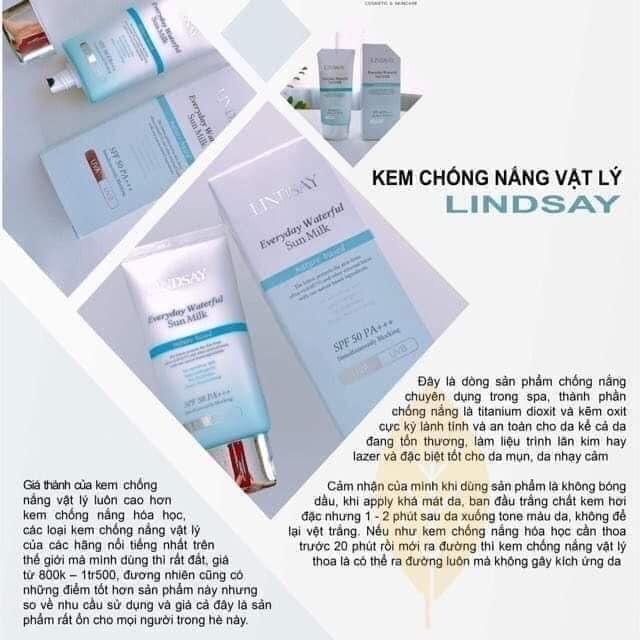 Kem chống nắng Lindsay Everyday Waterful Sun milk Hàn Quốc dùng trong Spa,Thẩm mỹ viện