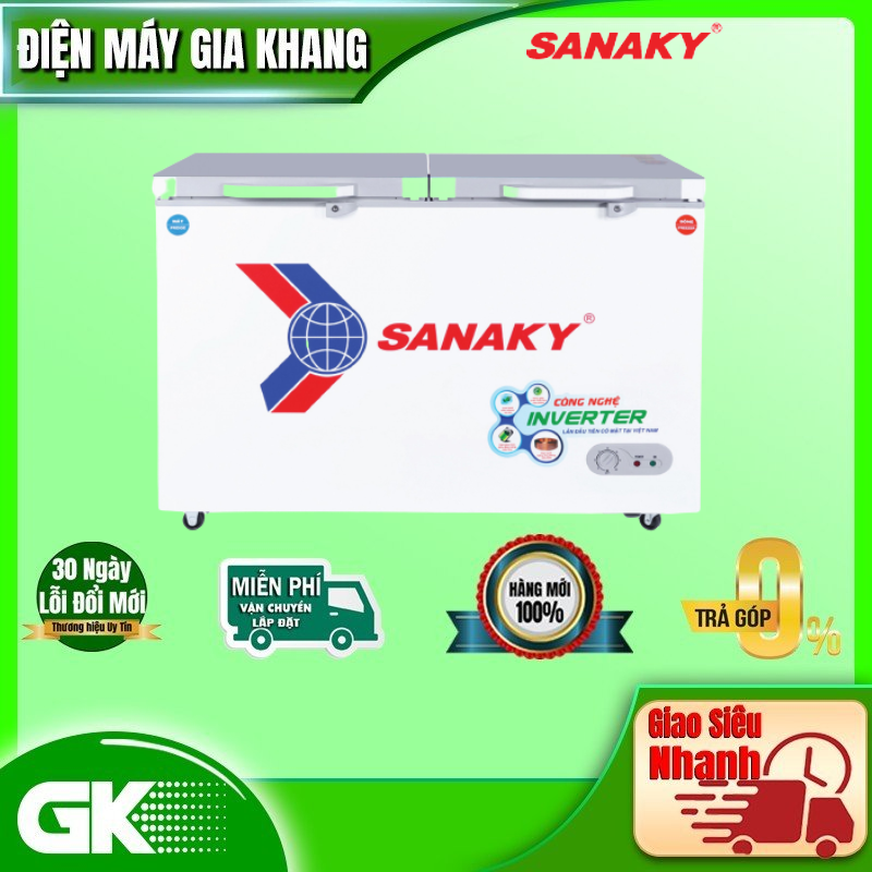 TỦ ĐÔNG MÁT INVERTER SANAKY 300 LÍT VH-4099W4K ĐỒNG - HÀNG CHÍNH HÃNG