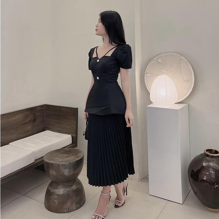 BBSTORE'S Áo Peplum Cổ V Tay Phồng Thời Trang Dành Cho Nữ Đi Làm Đi Tiệc Cực Dễ Thương - A1070