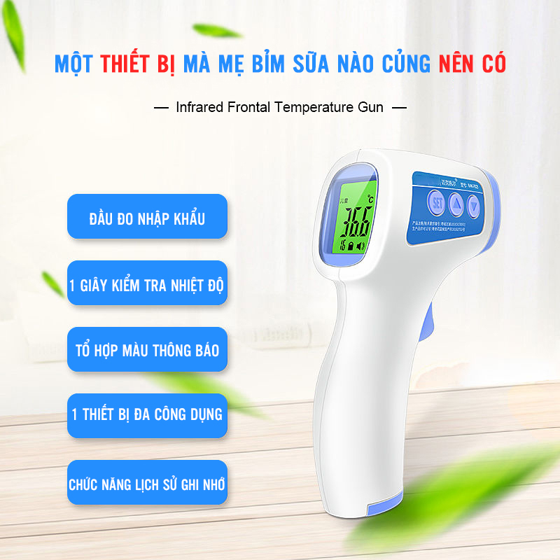 Nhiệt Kế Hồng Ngoại Nhựa ABS Màn Hình LCD  Đo Qua Trán Không Cần Tiếp Xúc