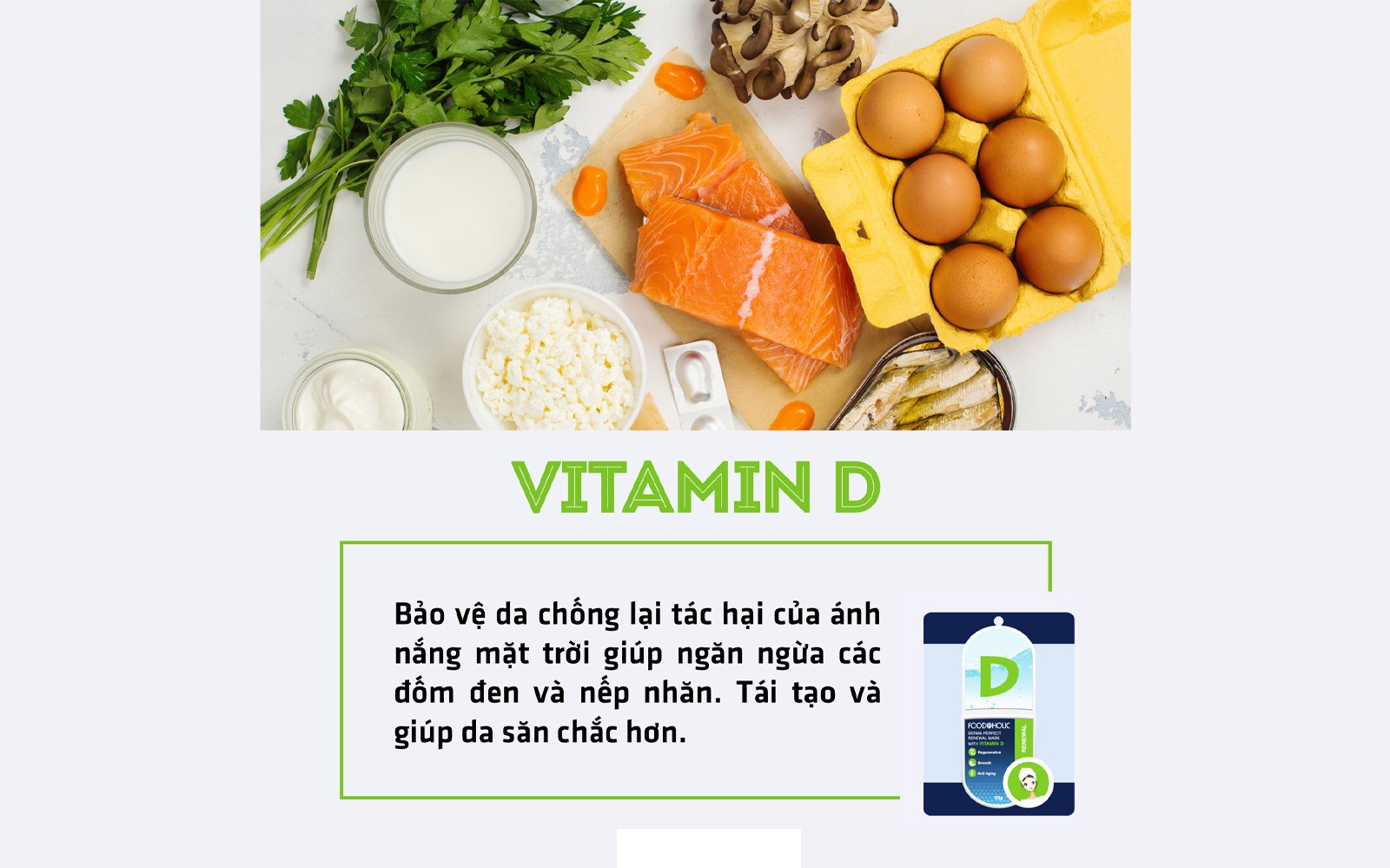 Combo 5 Mặt Nạ Dưỡng Ẩm, Tái Tạo Và Phục Hồi Da Chiết Xuất Vitamin D Foodaholic Derma Perfect Renewal Mask 23g x 5