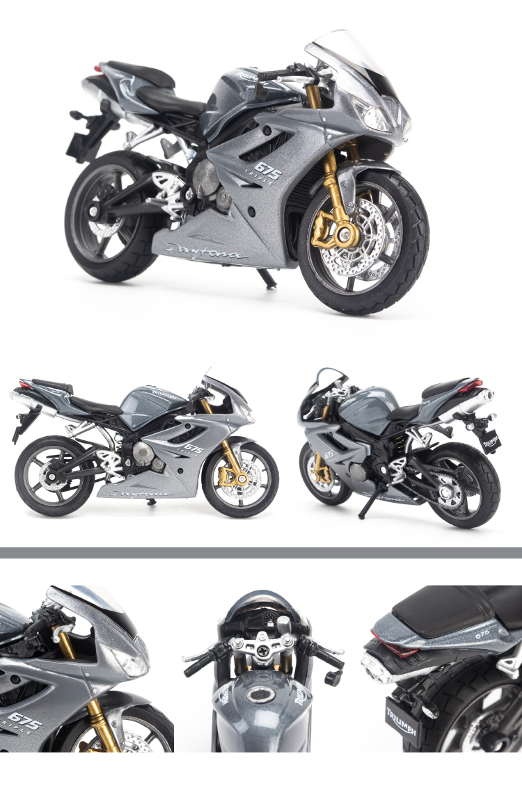 Mô hình xe mô tô Triumph Daytona 675 1:18 Welly Grey-12822PW