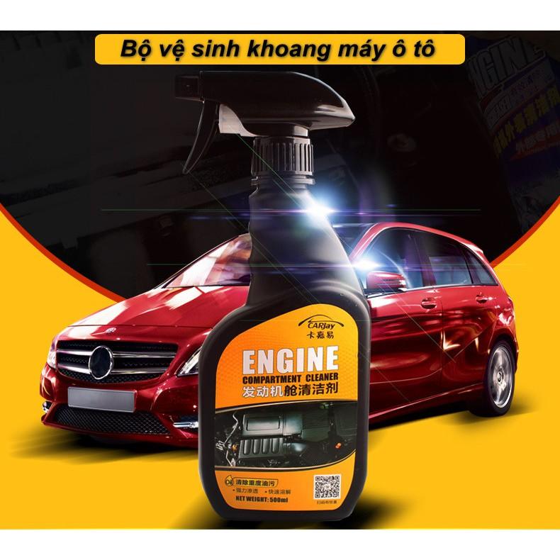 Combo dung dịch khoang máy ô tô và dụng cụ vệ sinh ENGINE CLEANER CARJAY