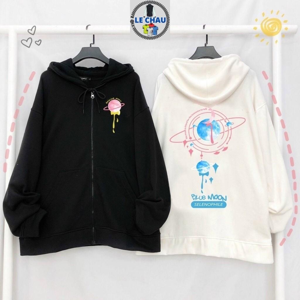 Áo khoác nỉ hoodie dây kéo có mũ áo khoac ulzzang street style Hàn quốc MOON LECHAU AKN11 trẻ trung năng động giá rẻ