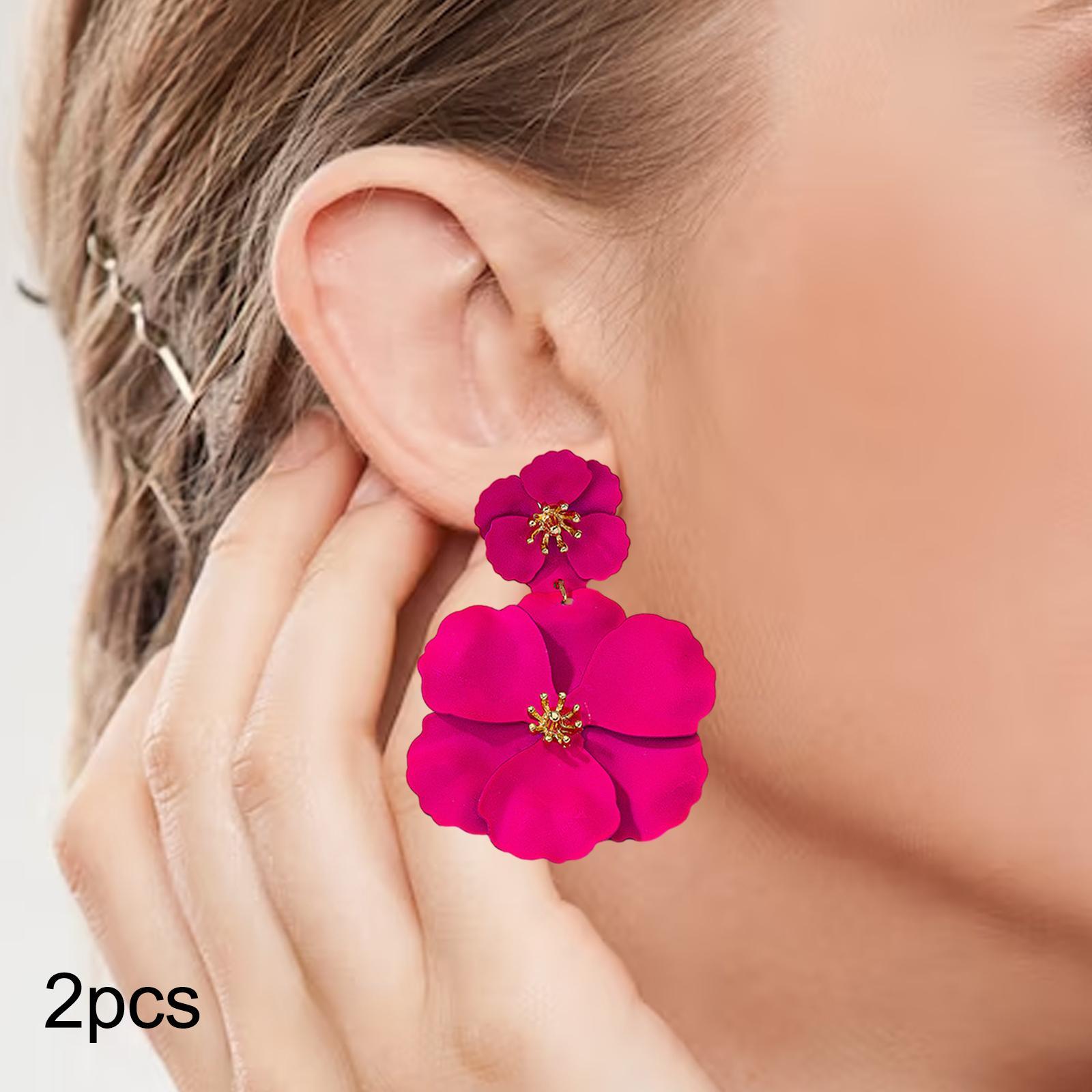 Flower Dangle Earrings Drop Earrings Matte Bohemian Chic Metal Stud Earrings Floral Petal Earrings for Engagement Women Girls
