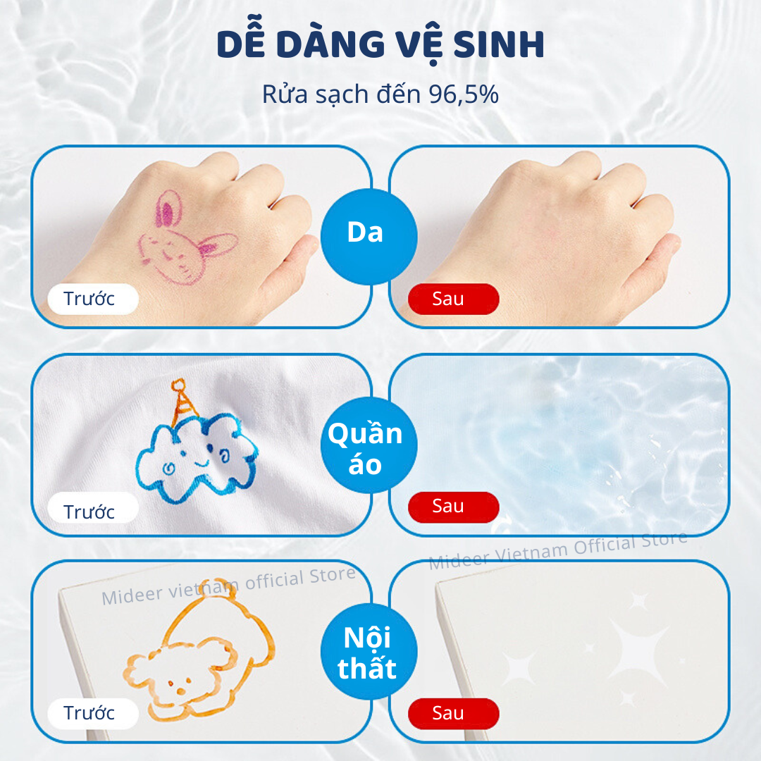 Bút màu nước cho bé Mideer, bút lông xóa được an toàn cho bé Washable Marker