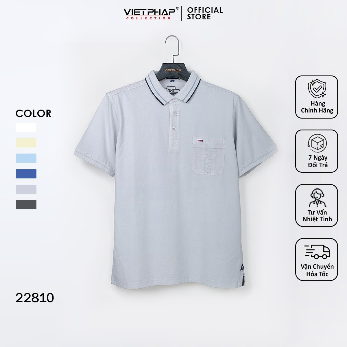 Áo Polo Nam VIỆT PHÁP Form Luxury -  Thun Cây Dù Trơn, lịch lãm, sang trọng 22810