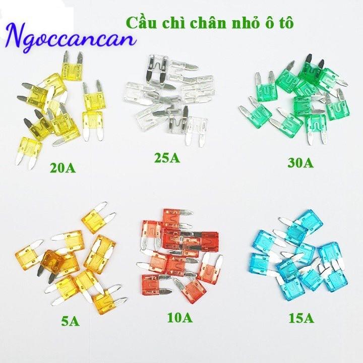 10 Cầu Chì Ô Tô Xe Hơi Chân Nhỏ 5A, 10A, 15A, 20A, 25A, 30A