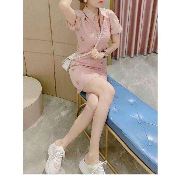 HÀNG NHẬP - ĐẦM THUN CHỮ ĐÍNH ĐÁ PHỐI TAY VOAN