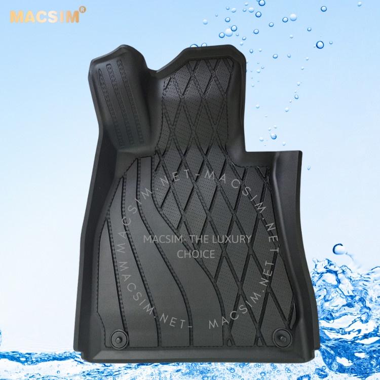 Thảm lót sàn xe ô tô Mercedes S 2021+ Nhãn hiệu Macsim 3W chất liệu nhựa TPE đúc khuôn cao cấp - màu đen