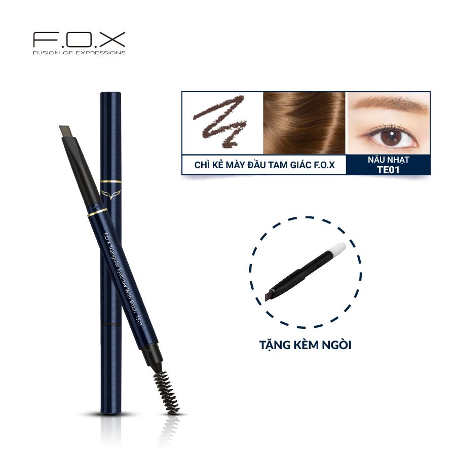 Chì Kẻ Mày FOX  Đầu Tam Giác ( Kèm ngòi ) Triangular Eyebrow With Mascara Brush 0.25g