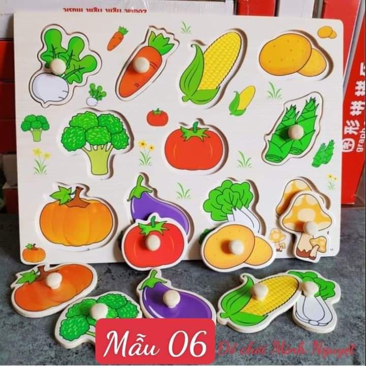 Bảng Ghép Hình Có Núm Cầm Bằng Gỗ Nhiều Chủ Đề - Đồ Chơi Thông Minh Tăng Nhận Thức Cho Trẻ