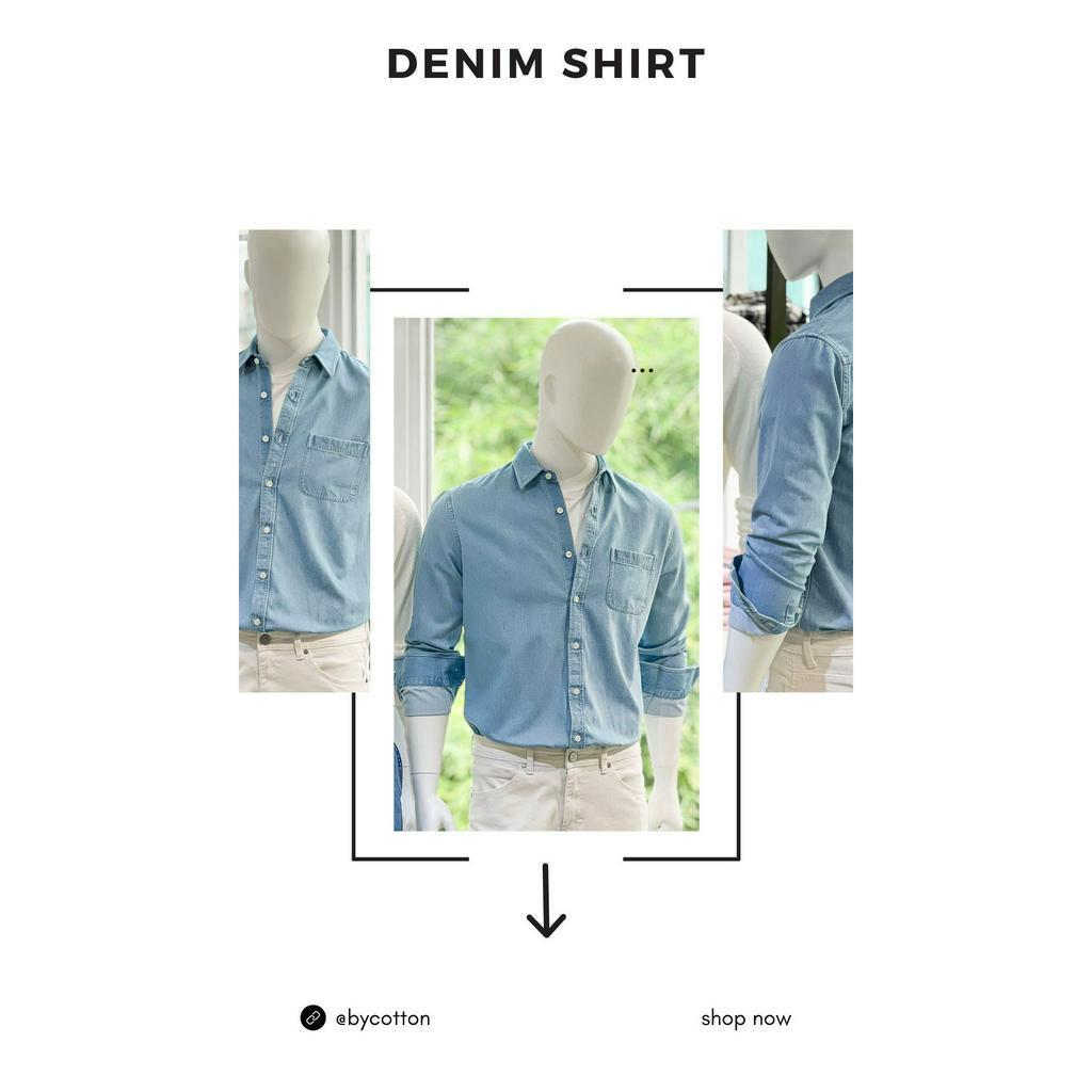 Áo Sơ Mi Nam Dài Tay Trơn BY COTTON Denim Shirt