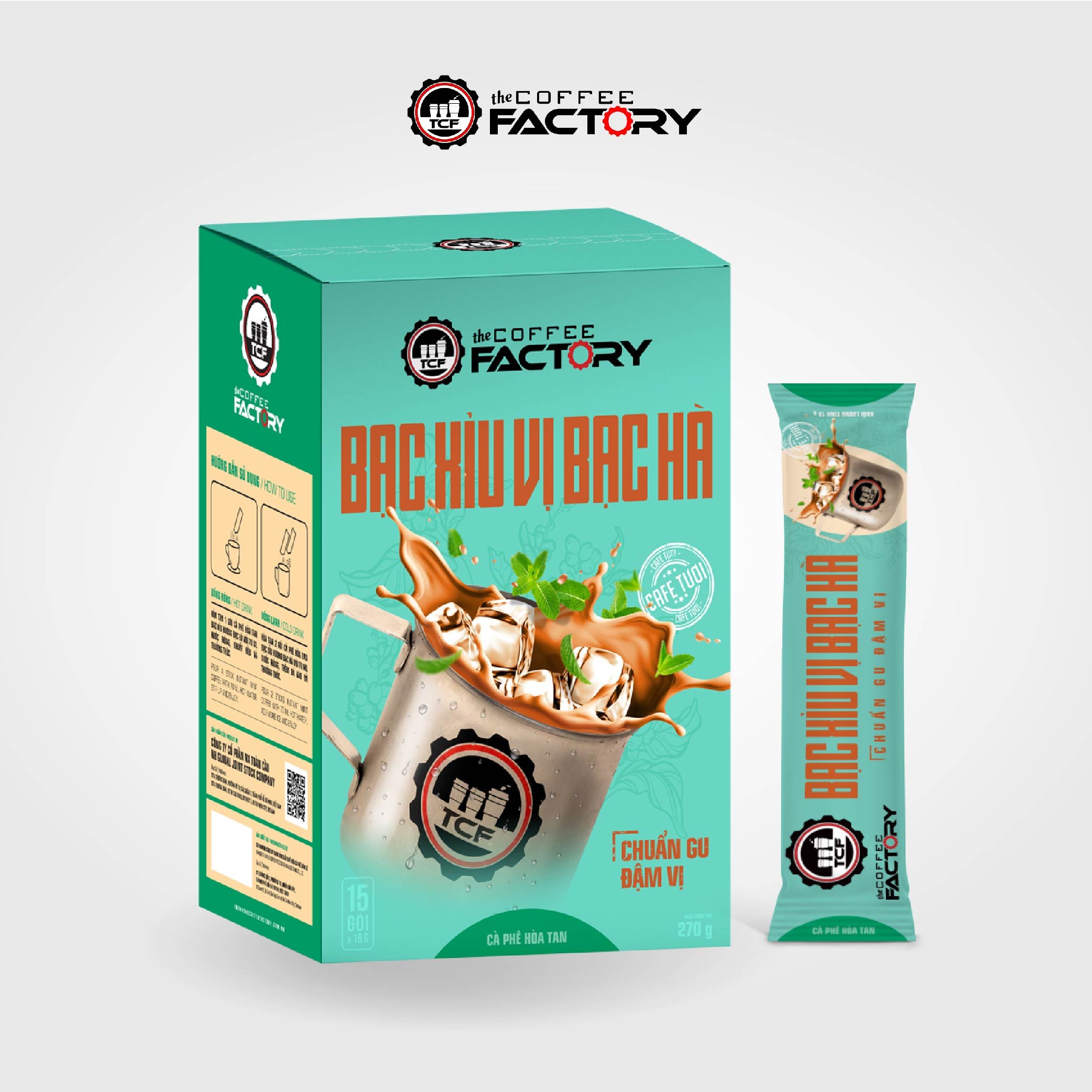 Bạc xỉu vị bạc hà hòa tan The Coffee Factory (Hộp 15 gói x 16g)