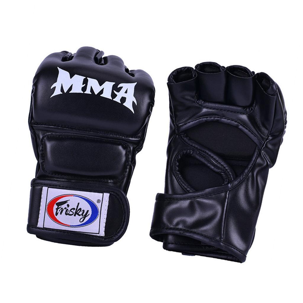 Boxing Training Gloves Taekwondo MMA Punching Martial Half Finger Mitts Black