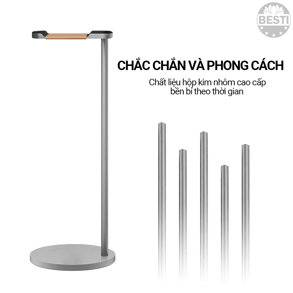 Kệ Nhôm Để Tai Nghe, Giá Đỡ Treo Headphone Besti, Hợp Kim Nhôm Cao Cấp Kiểu Dáng Sang Trọng Để Bàn - Hàng Chính Hãng