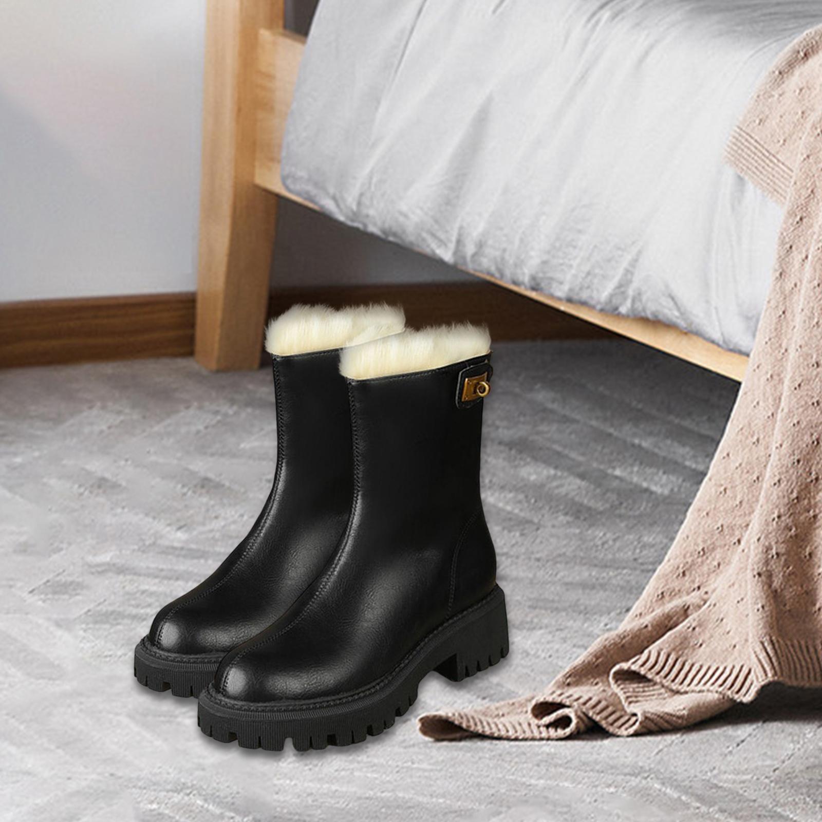 Women's Winter Leather Boots Comfortable Cold Weather Snow Boots for Hiking Walking