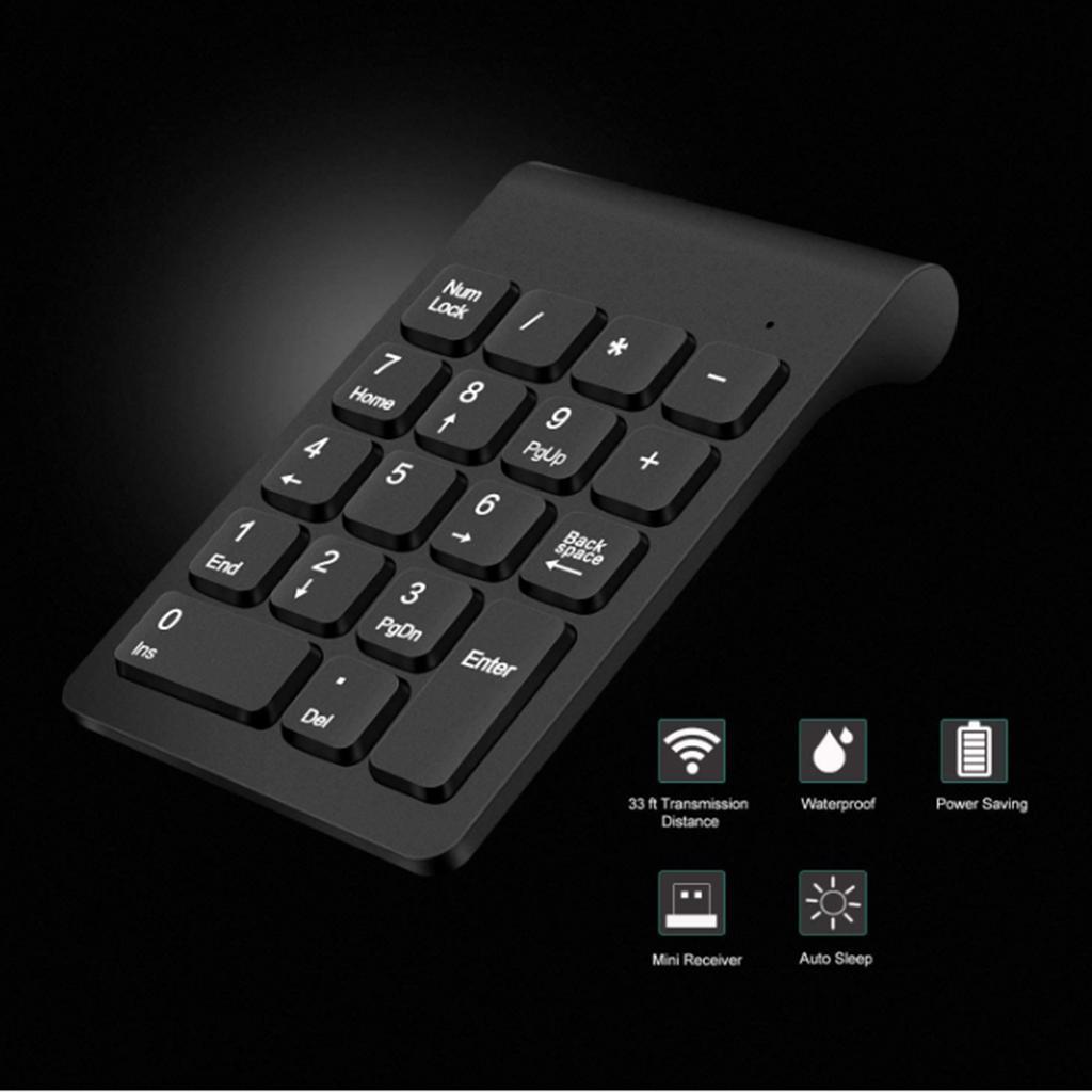 3X 2.4G Numeric Keypad USB Wireless Keypad with Mouse for Laptop Desktop Black