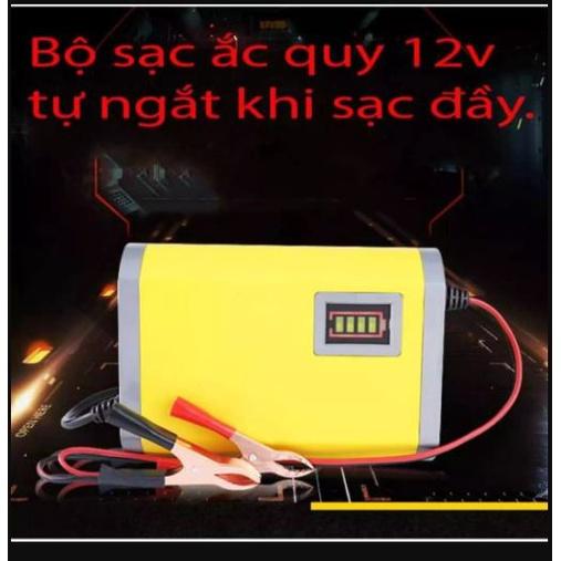 Bộ sạc ắc quy thông minh tự ngắt 12V 2ah - 20ah máy sạc ắc quy xe máy, 12V vàng