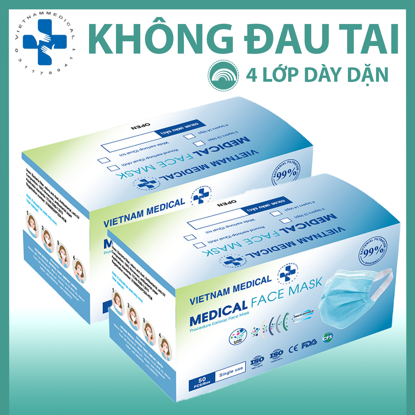 Khẩu Trang Quai To Size Lớn - Không Đau Tai - Kháng Khuẩn 99% Xuất Khẩu Châu Âu