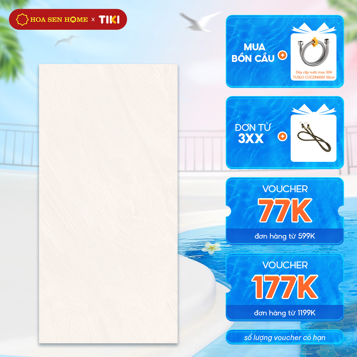 Gạch men ốp tường LUSTRA INCEF0300600015TN độ hút ẩm dưới 0.5%, màu trắng ngà, chống trơn trượt, vấn đá tự nhiên, kích thước  300mmx600mm, thùng 6 viên - Hàng chính hãng