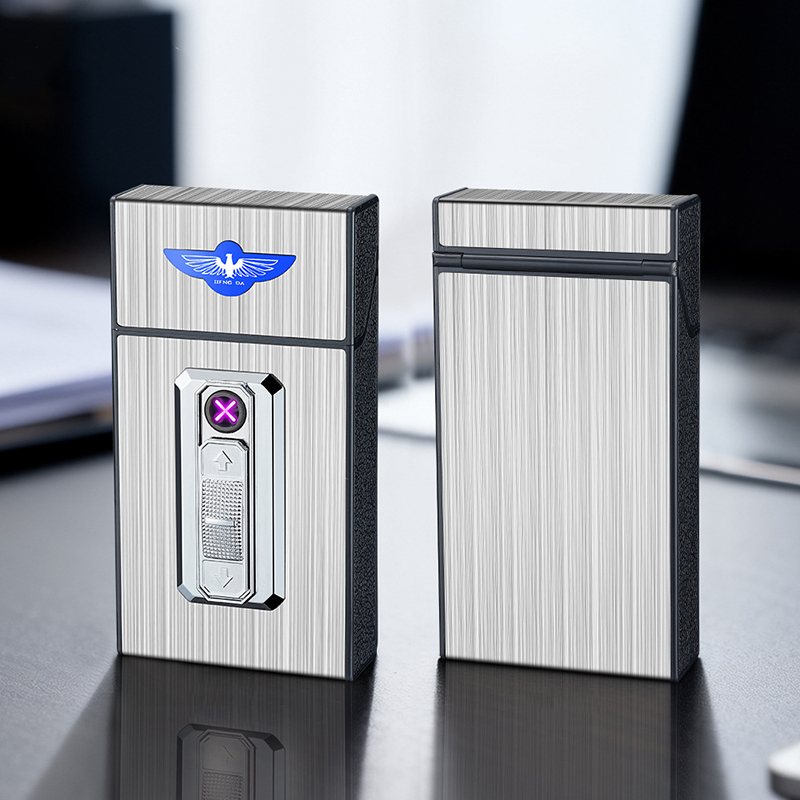 Bật Lửa Điện Plasmas Kiêm Hộp Đựng Thuốc 20 Điếu Dài Slim B09