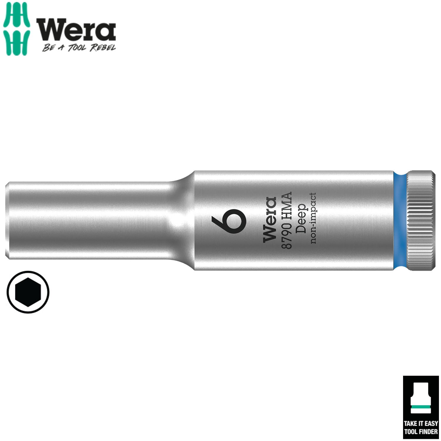 Đầu tuýp dài 6mm x 1/4&quot; Wera 05004503001 8790 HMA Deep socket chiều dài 50mm